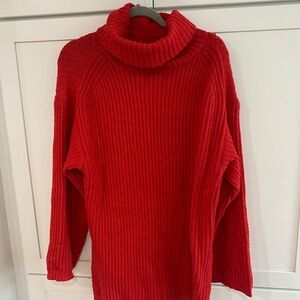 Red oversized UO turtle neck sweater